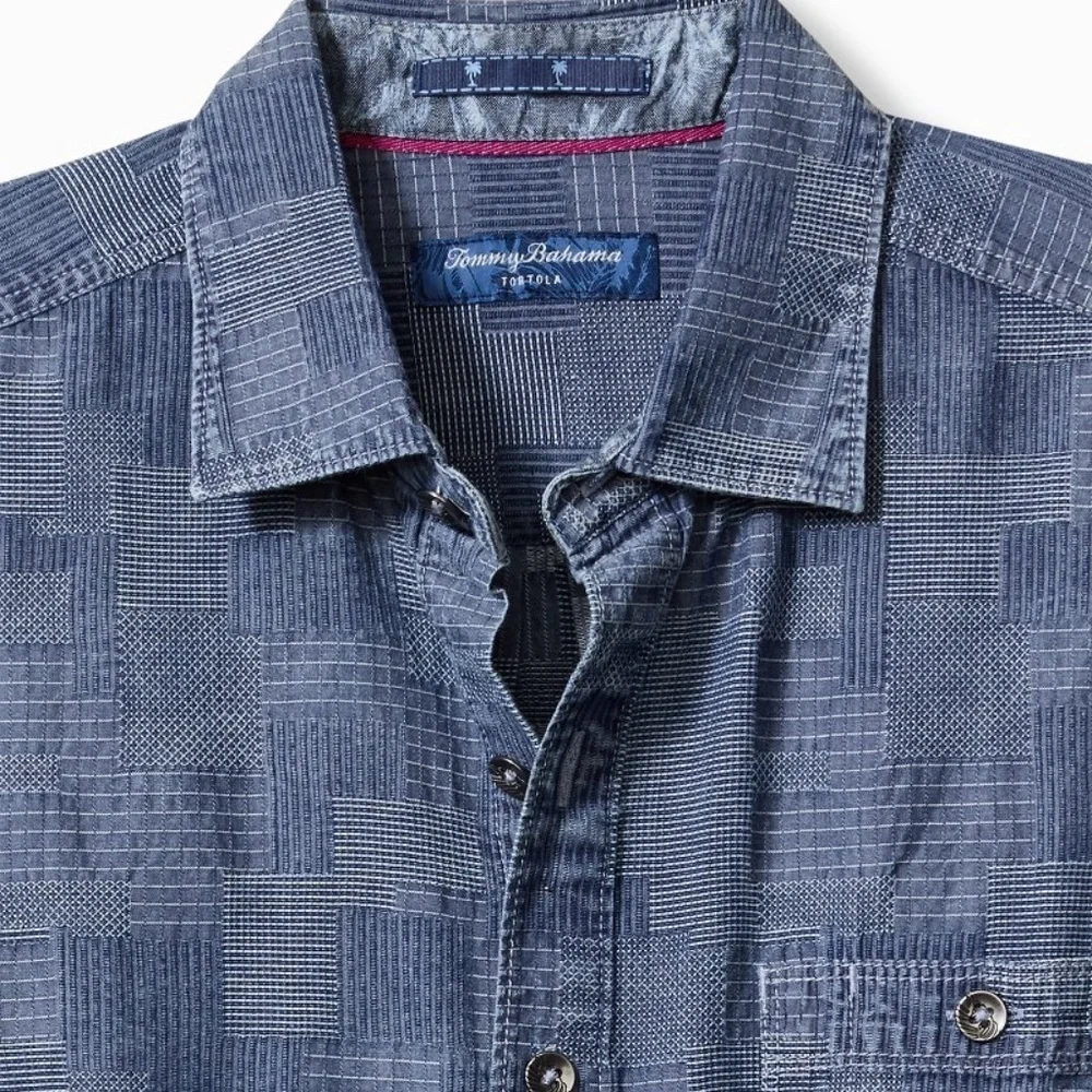 Tommy Bahama Men's Paradise Patchwork Long-Sleeve Shirt EUC - Picture 2 of 6